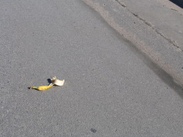banana peel in road
